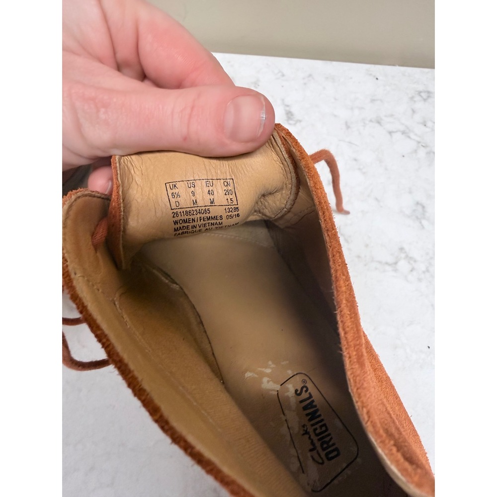 Clarks Originals Womens Rust Brown Suede Lace Up Desert Boots Block Heel Size 9 - Picture 4 of 7